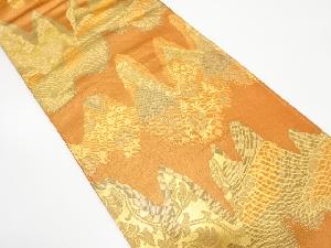 壺垂に花更紗模様織り出し　袋帯